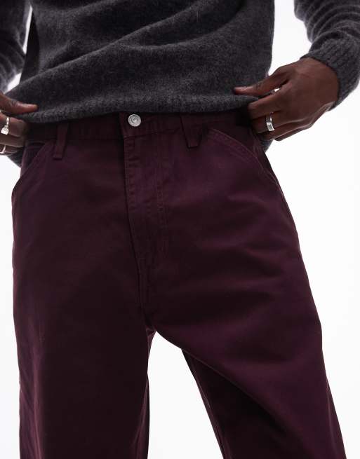 Levi's Workwear - Capsule 568 - Bordeaux stykfarvede arbejdsbukser med lige ben i twill i østsiddende pasform, 3 af 5