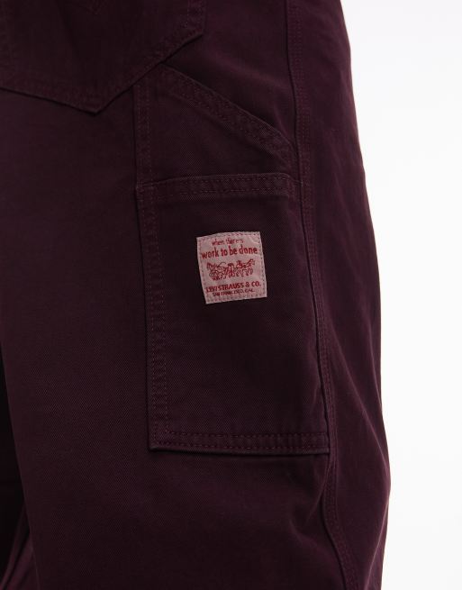Levi's Workwear - Capsule 568 - Bordeaux stykfarvede arbejdsbukser med lige ben i twill i østsiddende pasform, 5 af 5