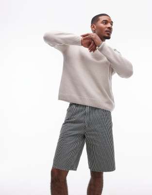 Levi's Workwear Capsule 568 Loose Railroad Stripe Denim Carpenter Shorts In Blue
