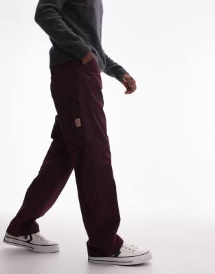 Levi's Workwear Capsule 568 Loose Straight Garment Dye Twill Carpenter Pants In Burgundy-red