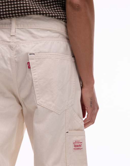 Levi's Workwear capsule 568 loose straight twill carpenter trousers in ecru, 3 of 5