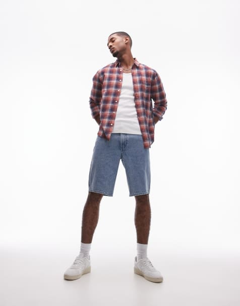 Levi's - Workwear Capsule - 568 - Losse denim timmermansshort in middenblauw met wassing - view 1