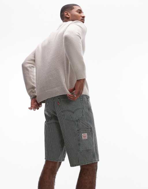 Levi's Workwear - Capsule 568 - Mellemblå løstsiddende arbejdsshorts i denim med mælkedrengestriber, 3 af 5