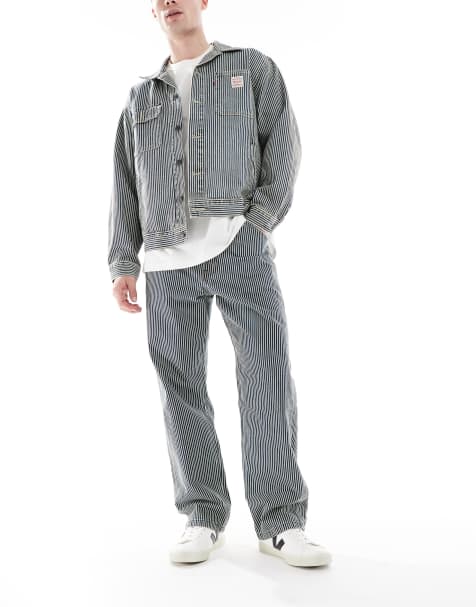 Levi's – Workwear Capsule 568 – Niebieskie luźne jeansowe o prostym kroju carpenter w paski - view 1