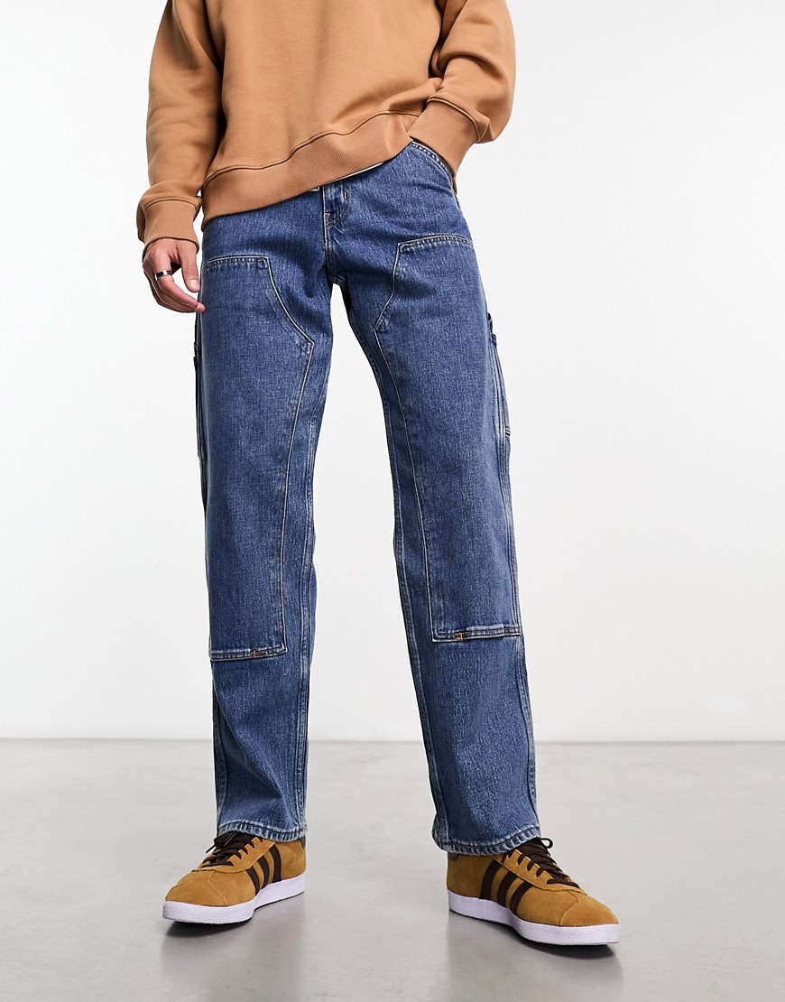 levi's - workwear - capsule - blekblå raka jeans med sidofickor