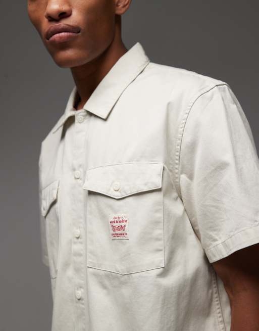 Levi's - Workwear Capsule - Camicia casual a maniche corte beige con etichetta del logo, 5 di 5