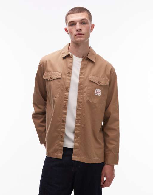 Levi's - Workwear Capsule - Camicia in twill color cuoio con etichetta con logo