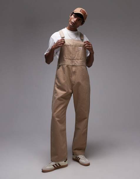 Levi's Workwear capsule canvas dungaree trousers in beige - view 1