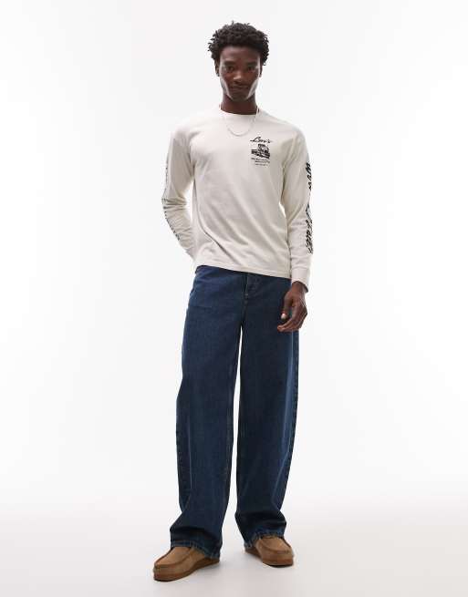 Levi's - Workwear Capsule - Cremefarvet langærmet T-shirt med grafik, 2 af 5