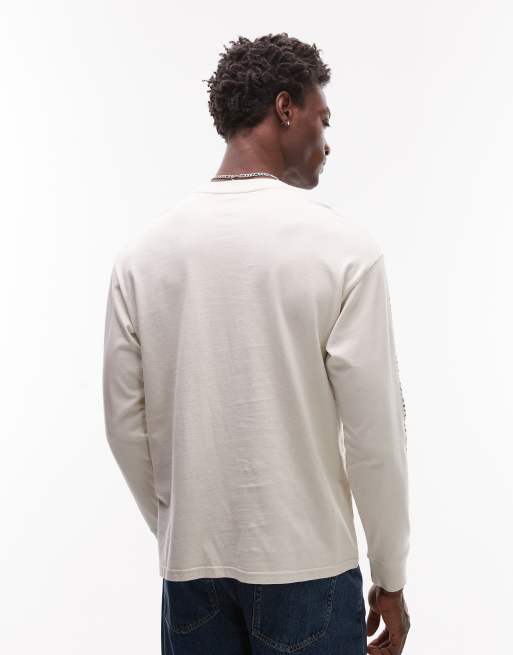 Levi's - Workwear Capsule - Cremefarvet langærmet T-shirt med grafik, 3 af 5