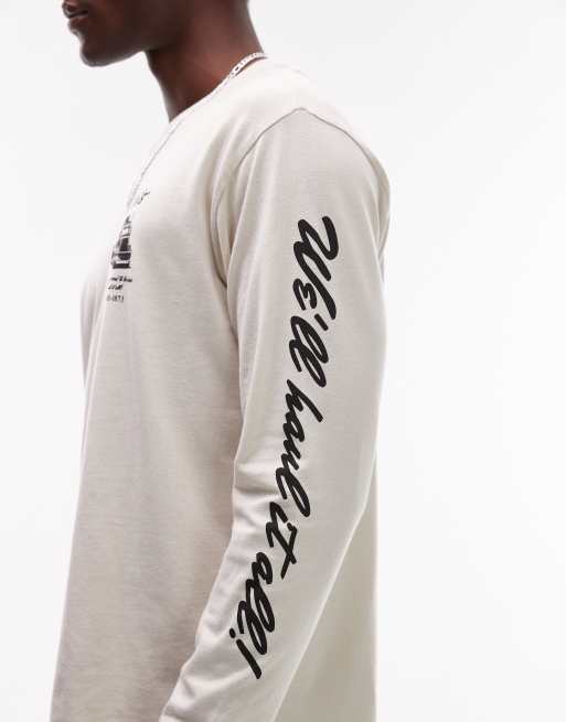 Levi's - Workwear Capsule - Cremefarvet langærmet T-shirt med grafik, 4 af 5