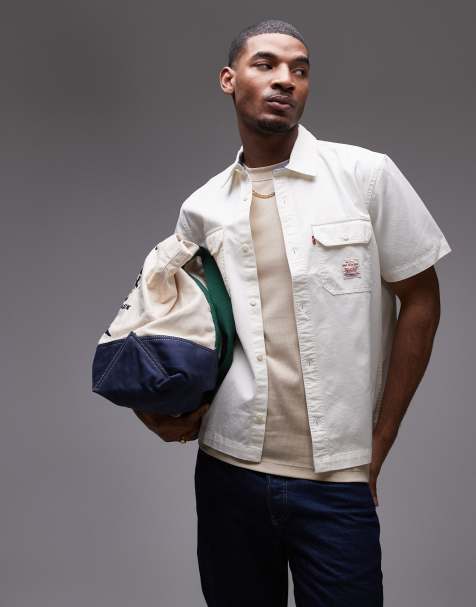 Levi's - Workwear Capsule - Dalton - Overhemd van keperstof met korte mouwen en zak met logolabel in wit - view 1