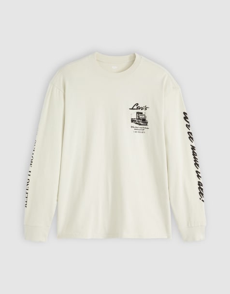 Levi's – Workwear Capsule – Krämvit t-shirt med långa ärmar och tryck - view 1