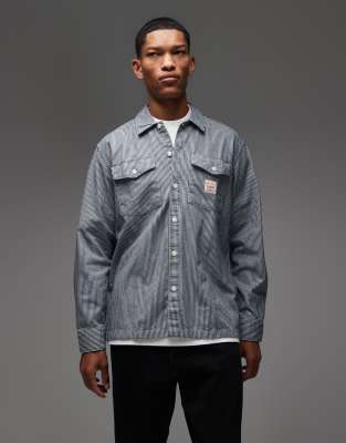 Levi's Levi's Workwear Capsule label logo stripe denim worker shirt in navy