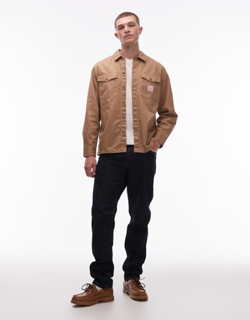 Levi's Workwear Capsule label logo twill worker shirt in tan, 2 of 5