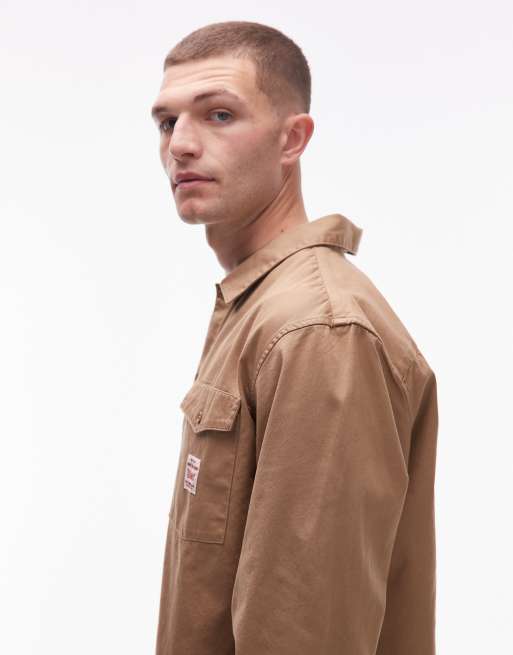 Levi's - Workwear Capsule - Lysebrun arbejdsskjorte med logomærke i twill, 4 af 5