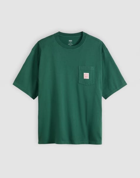 Levi's - Workwear Capsule - Mørkegrøn T-shirt med logomærke og lomme i løstsiddende pasform - view 1