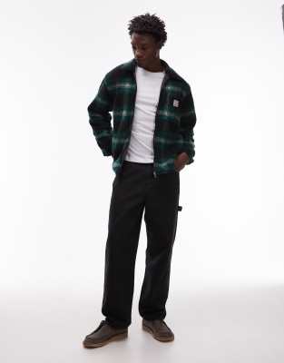 Levi's Workwear Capsule Reversible Plaid Borg And Denim Shacket In Gray