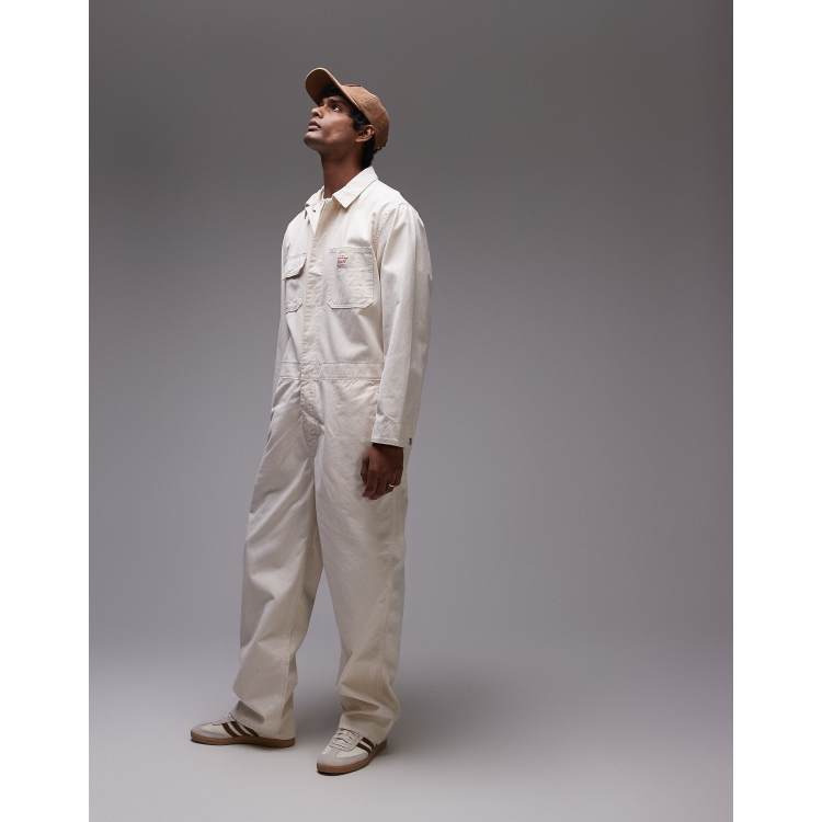 Levi's Workwear capsule stay loose denim overalls in ecru | ASOS