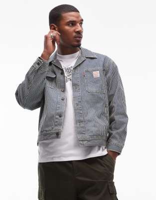 Levi's Workwear Capsule Sunrise Trucker Jacket Railroad Stripe Denim In Mid Blue