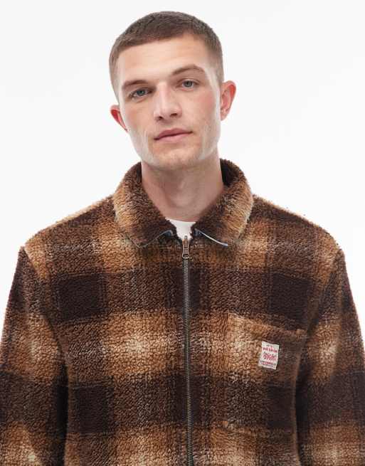 Levi's - Workwear Capsule - Vendbar denim-skjortejakke i denim i lys vask og imiteret lammeskind med tern, 5 af 5