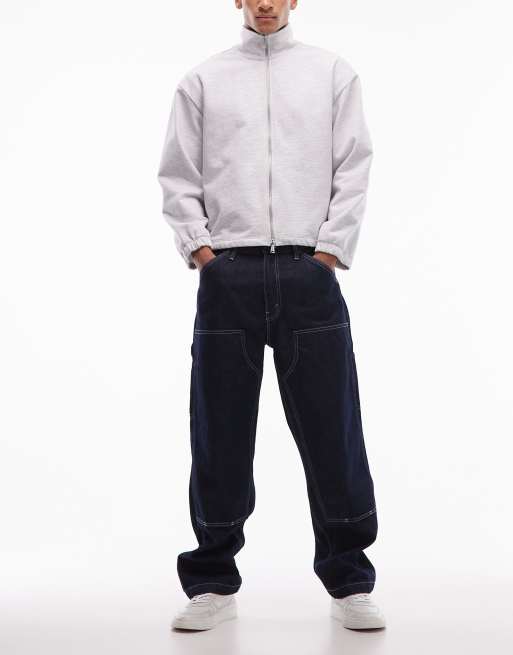 Levi's – Workwear – Ciemnoniebieskie proste jeansy unisex 568 o luźnym kroju ze wzmocnieniem na kolanach 