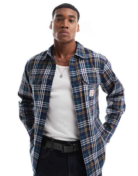 Levi's Workwear classic check worker shirt in navy - view 1