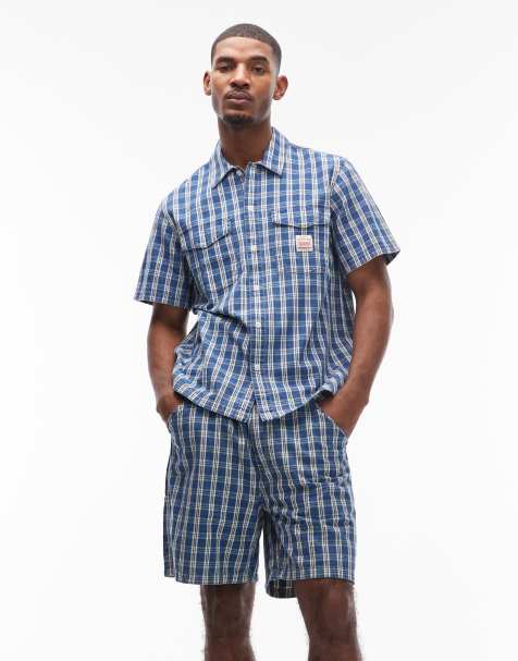 Levi's Workwear co-ord pull on shorts in blue check