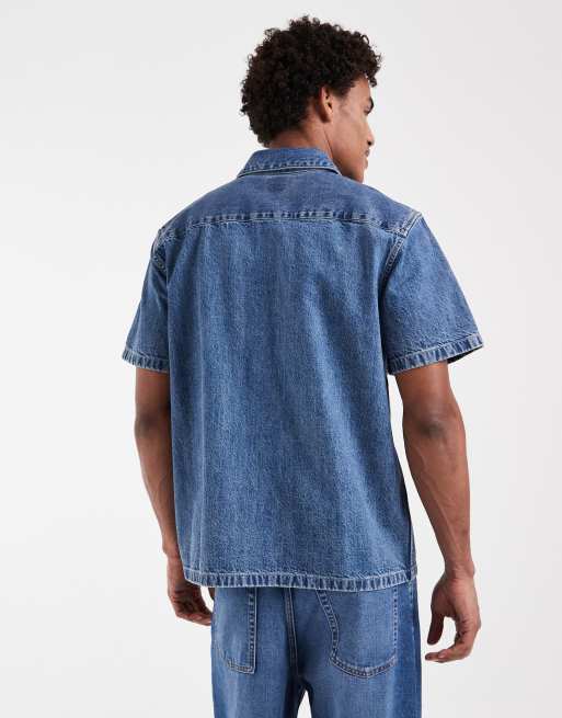 Levi's Workwear denim pocket shirt in mid blue, 2 of 5
