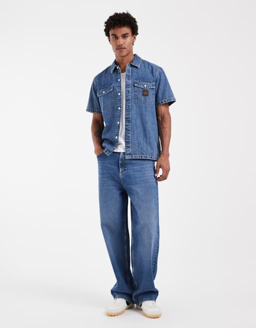 Levi's Workwear denim pocket shirt in mid blue, 3 of 5