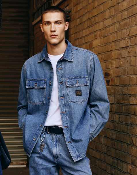 Levi's Workwear denim skjorte med lomme i mellemblå - view 1