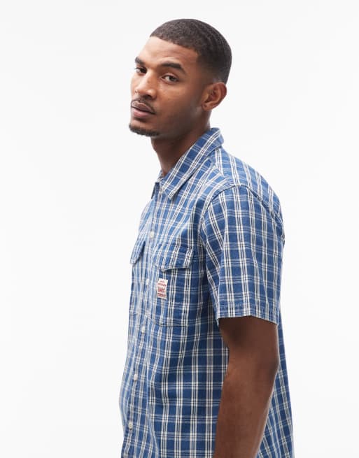 Levi's - Workwear - Geruit overhemd met korte mouwen in blauw, deel van co-ord set, 4 van 5