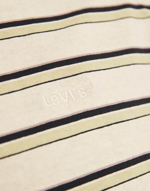 Levi's Workwear gestreept T-shirt met borstzak in beige, 3 van 5