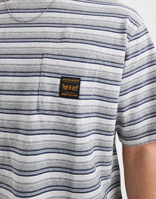 Levi's Workwear gestreept T-shirt met borstzak in blauw, 3 van 5