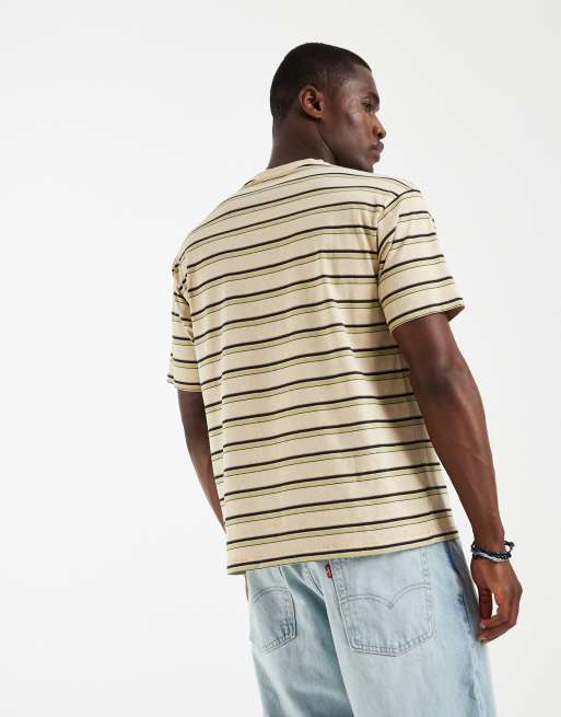 Levi's Workwear gestreiftes T-Shirt mit Tasche in Beige, 5 von 5