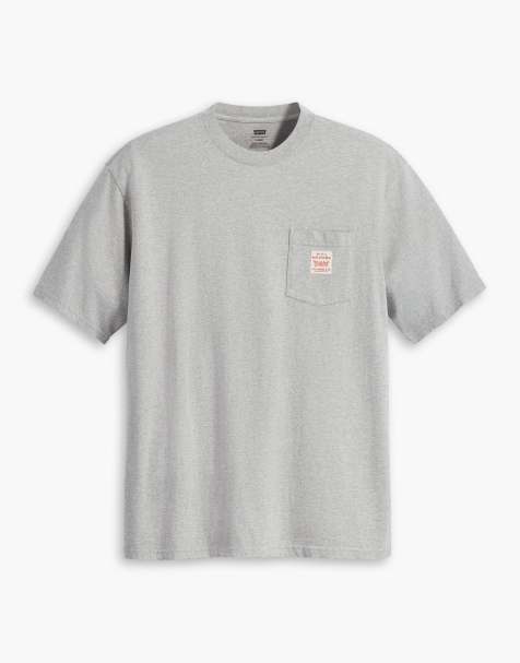 Levi's – Workwear – Gråmelerad t-shirt med ficka och ledig passform - view 1