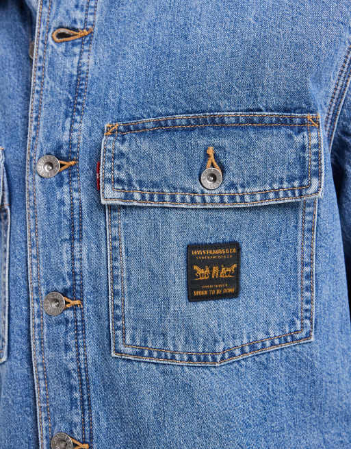 Levi's Workwear jeansskjorta med ficka i mellanblå, 5 av 5