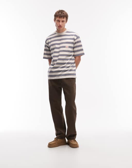 Levi's Workwear – Locker geschnittenes T-Shirt mit Logo-Brusttasche und grauen Streifen, 2 von 5