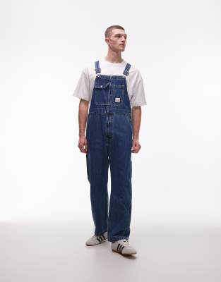 Levi's - Workwear - Lockere Unisex-Jeans-Latzhose in mittelblauer Waschung