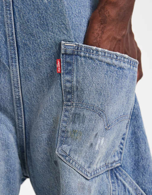 Levi's Workwear losse denim tuinbroek in lichtblauw, 3 van 5
