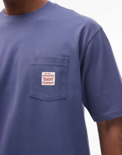 Levi's - Workwear - Marineblå afslappet T-shirt med logo på lommen, 5 af 5