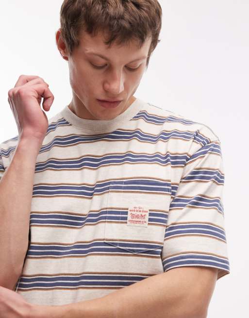 Levi's Workwear pocket logo relaxed t-shirt in grey stripe, 5 of 5