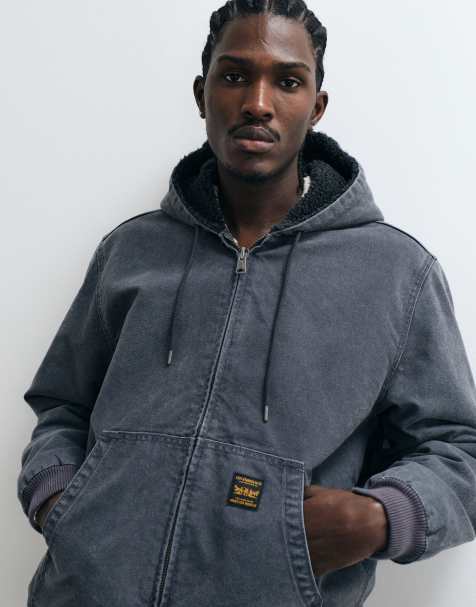 Levi's Workwear potero denimjakke med hætte i grå - view 1