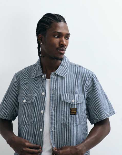 Levi's Workwear randig skjorta med korta ärmar i blått - view 1