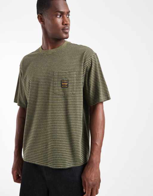 Levi's Workwear randig t-shirt med ficka i grönt, 3 av 5