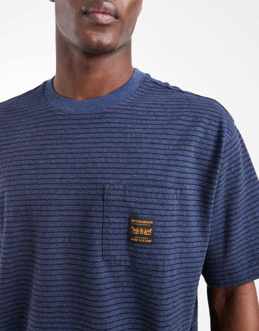 Levi's Workwear randig t-shirt med ficka i mörkblått, 4 av 5