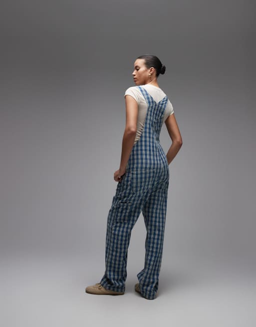 Levi's - Workwear - Salopette di jeans ampia blu a quadri , 4 di 4