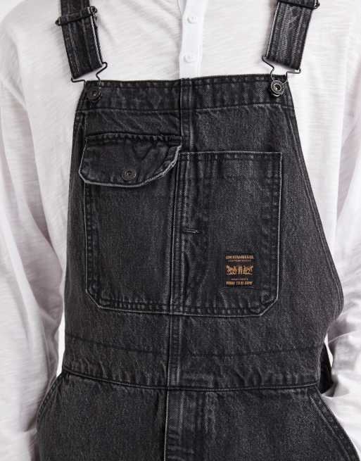 Levi's Workwear salopette di jeans ampia in nero slavato, 4 di 6
