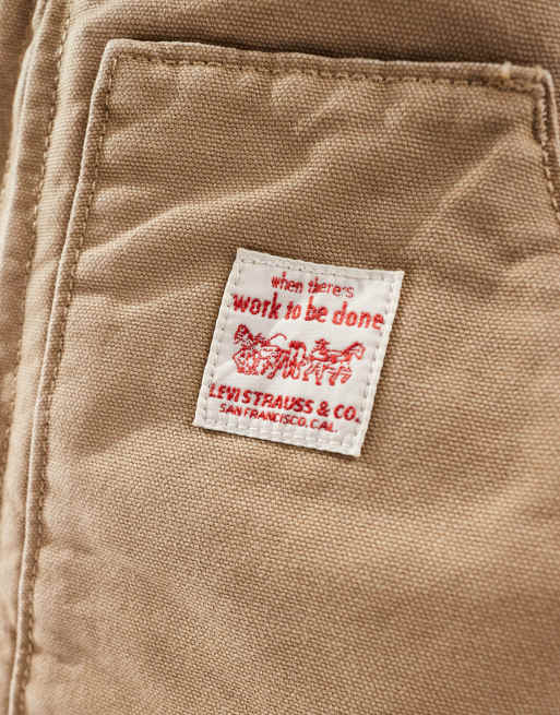 Levi's Workwear Sansome padded canvas vest in beige, 3 of 4