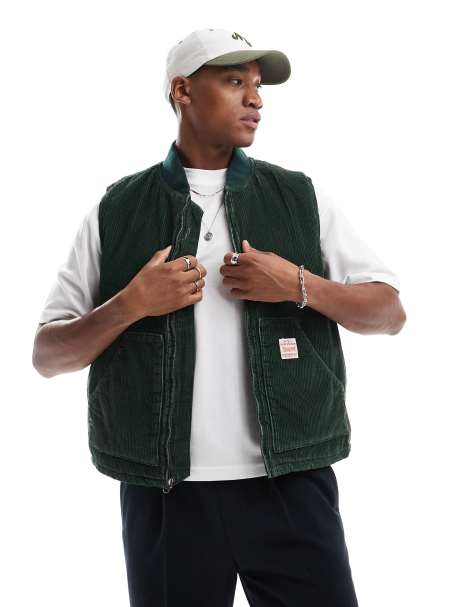 Levi's – Workwear Sansome – Wattierte Canvas-Weste in Dunkelgrün - view 1